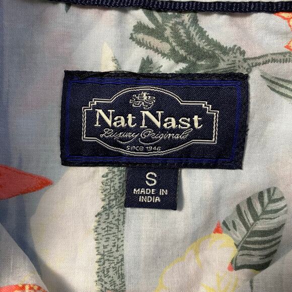 Nat Nast Short Sleeve Hawaiian Button Down Men’s‎ Size S Blue Beachy - Picture 2 of 8